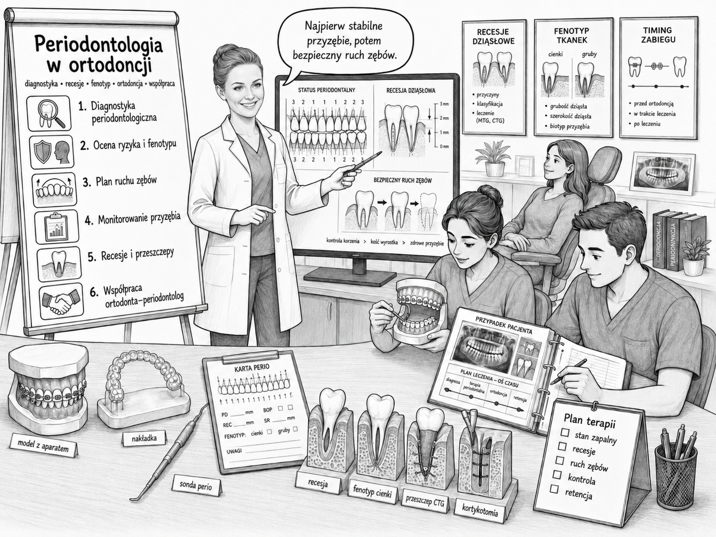 Periodontologia w ortodoncji – recesje i przyzębie Periodontologia w ortodoncji – leczenie pacjentów z chorobami przyzębia