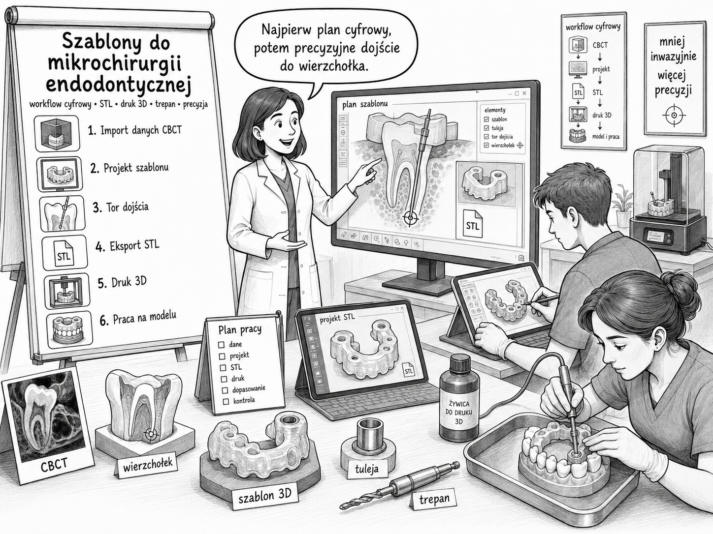 Szablony do mikrochirurgii endodontycznej – projektowanie i druk 3D